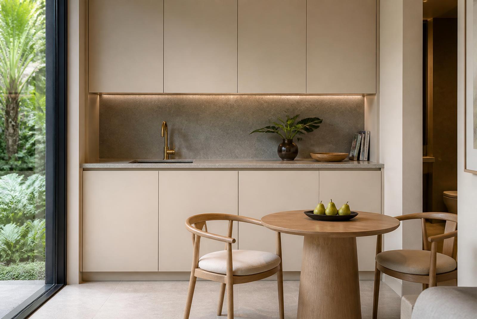 Sage Studio — Kitchenette and dining table for two