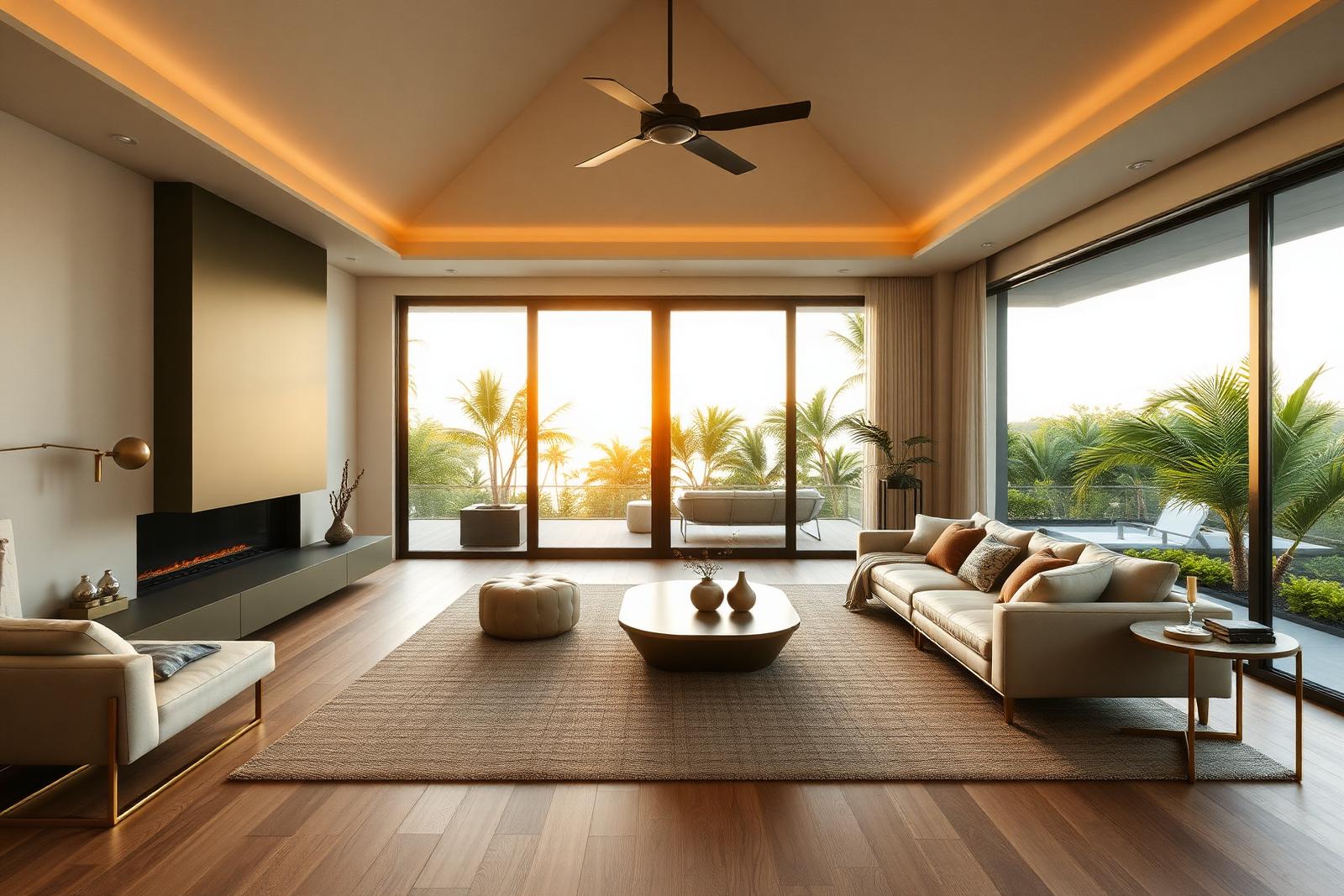 Olive Loft — Open living room that spills onto the tropical deck