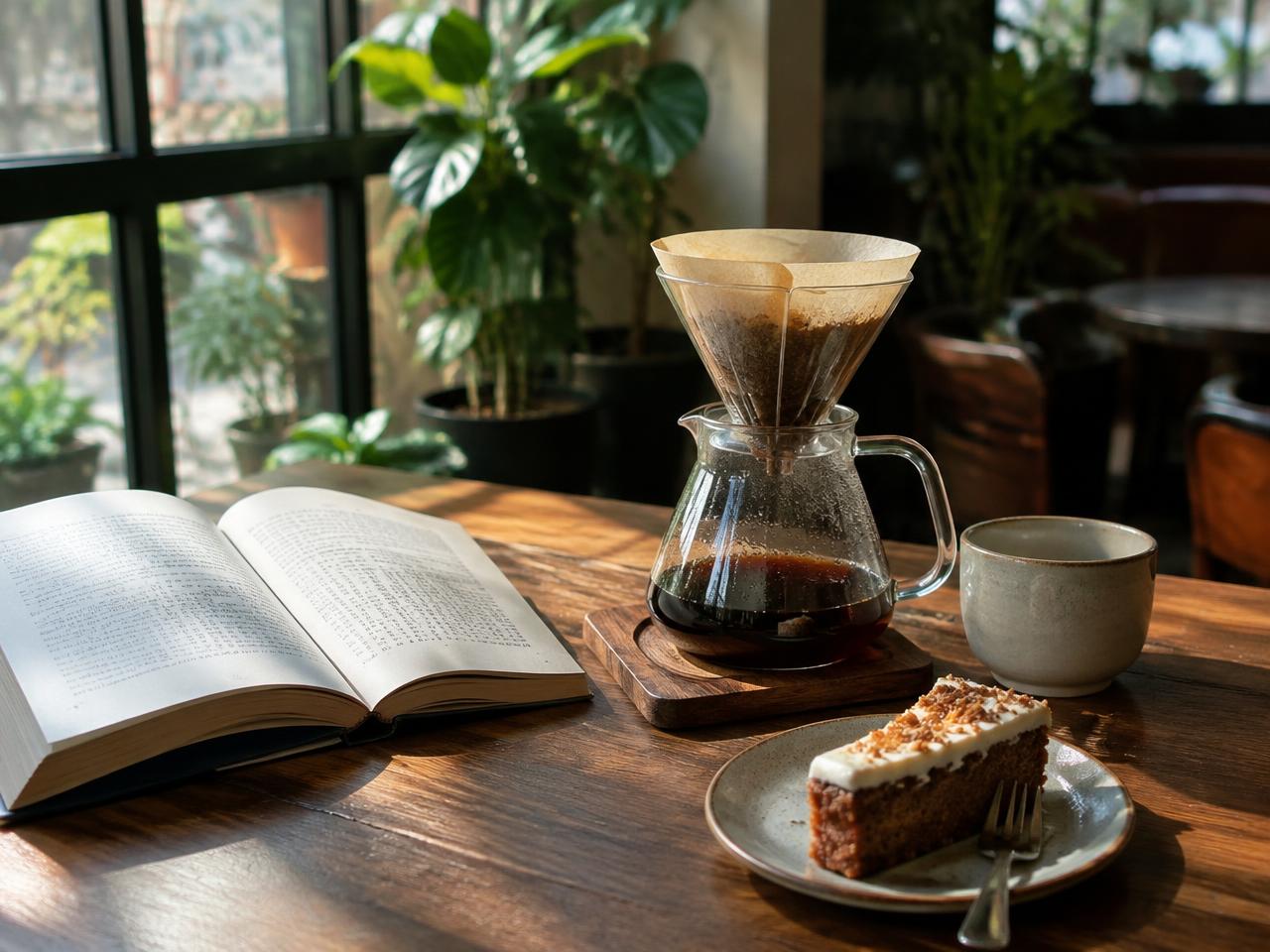 The Coffee Table — Pour-over, cake, and a good book
