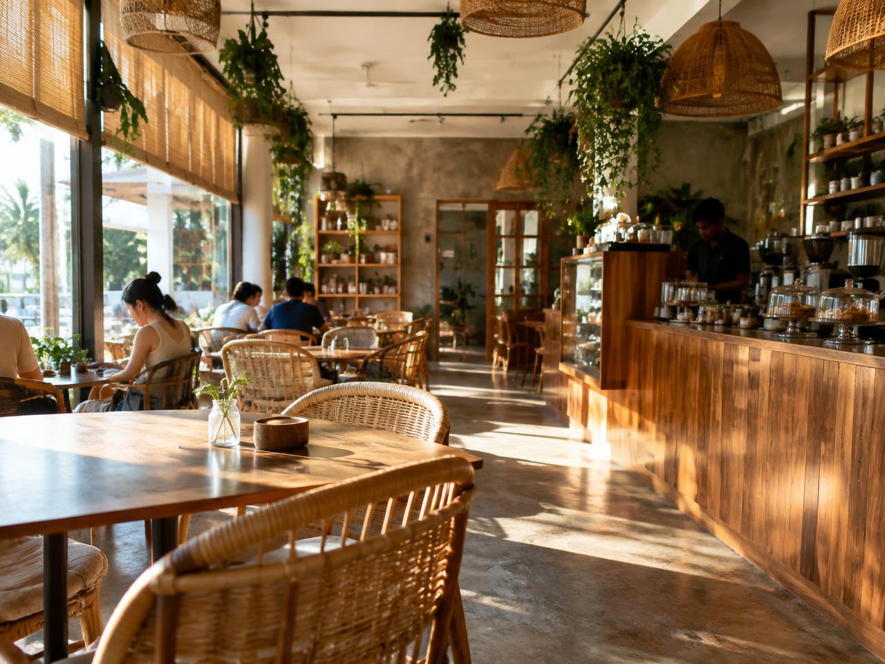 The Coffee Table — Morning light across rattan and wood