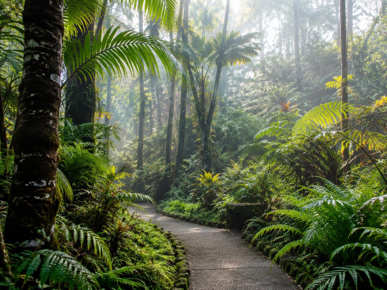 Naga City Ecology Park — A misty morning on the garden path