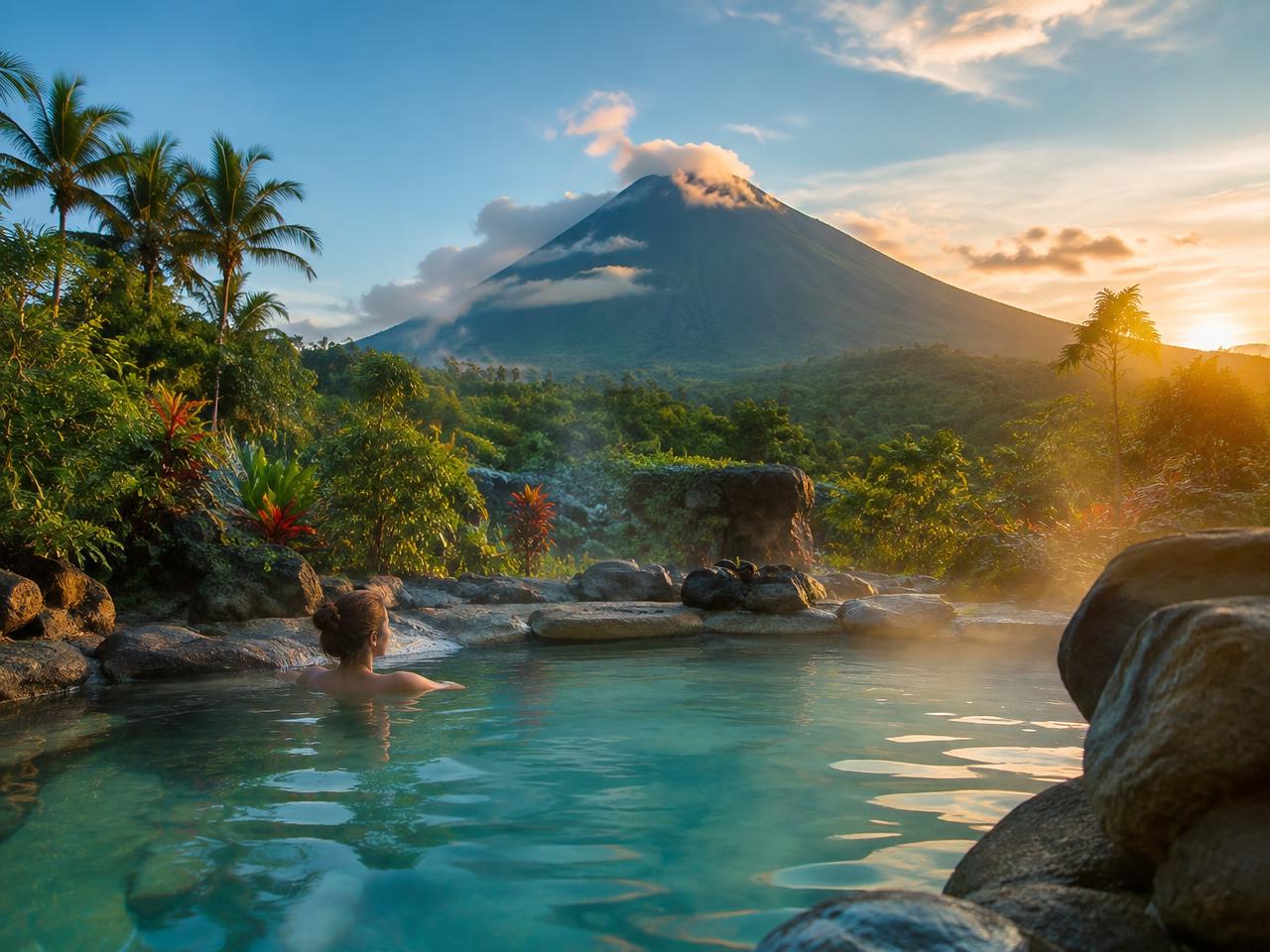 Panicuason Hot Spring Resort — Steam rising over the warm pools