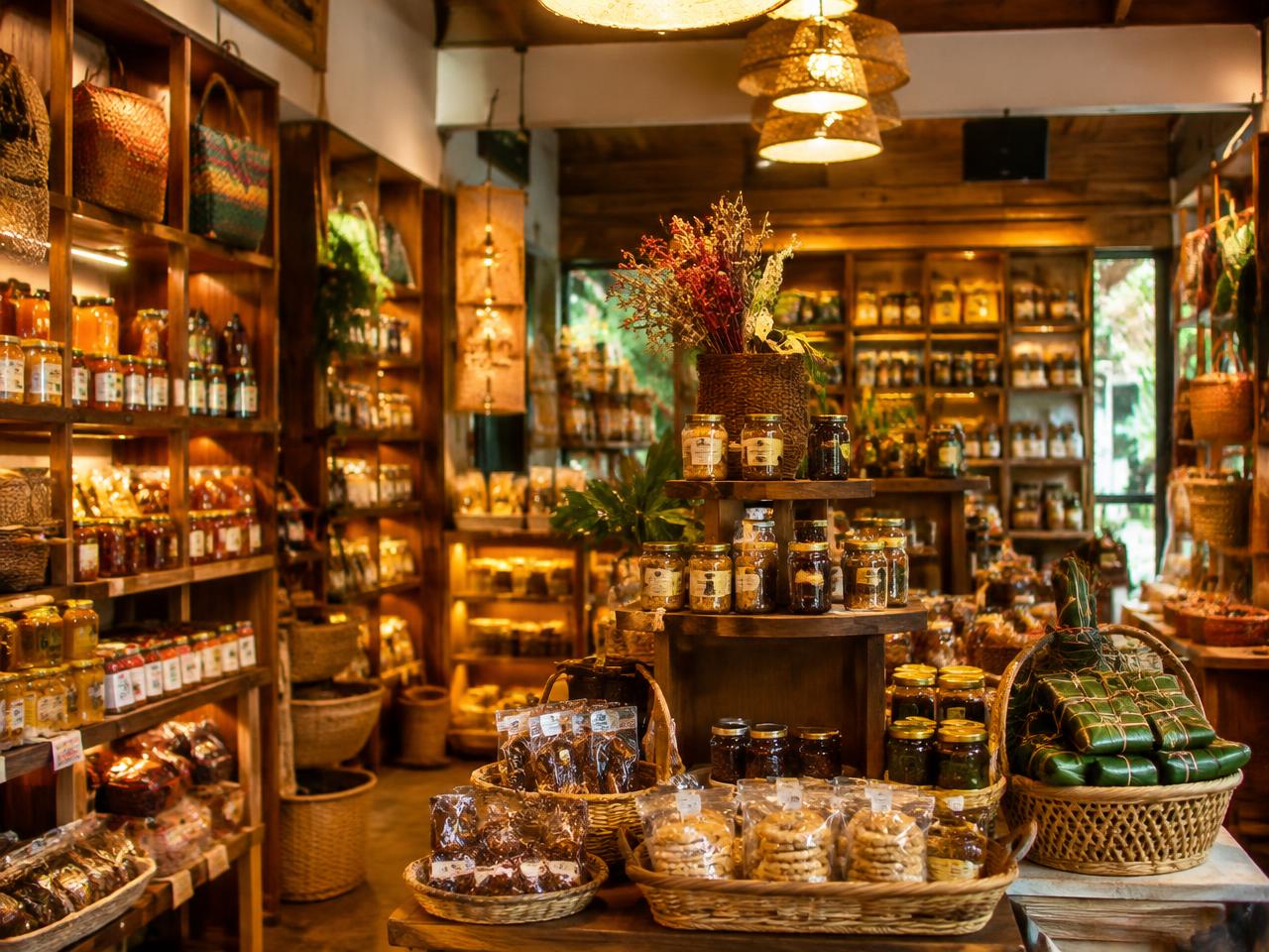 The House of Pili — Shelves of local delicacies