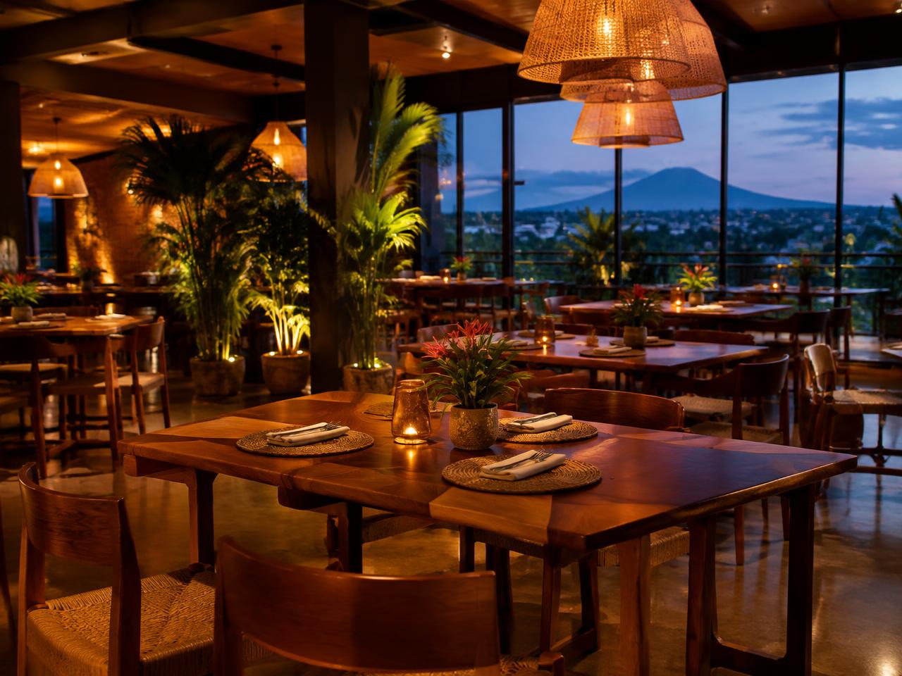 Red Platter — The warm dining room at dusk